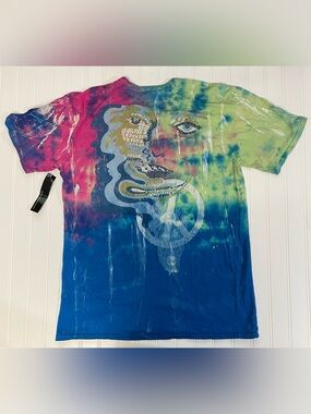 Krush Los Angeles Tie-Dye Graphic Short-Sleeve Shirt Peace Sign and Band Names L